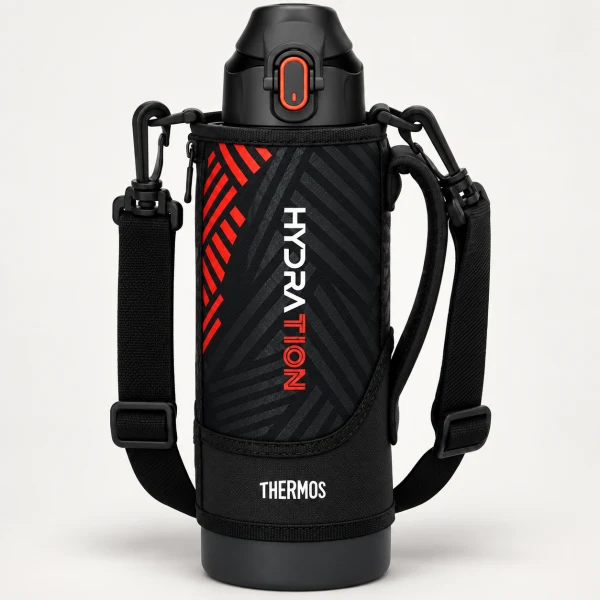 THERMOS 真空保溫運動水瓶1L 黑橘色 FJS-1000F-BKOR