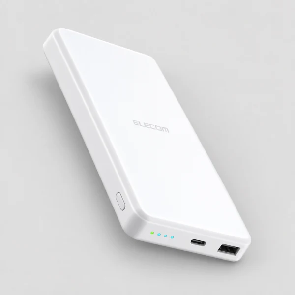 ELECOM 行動電源 12000mAh PD 20W 輸入輸出( Type C ×1) 輸出( USB A ×1) 磷酸鋰鐵電池 PSE認證 【 iPhone iPad Nintendo Switch Android 各種對應 】 充電器 白色 白色 DE-C39-12000WH [支援USB Power Delivery /2埠]