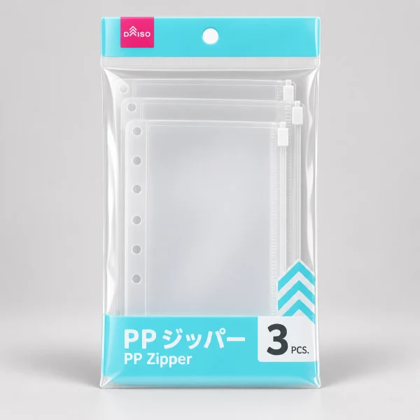６穴リング用リフィル（ＰＰジッパー、３枚）