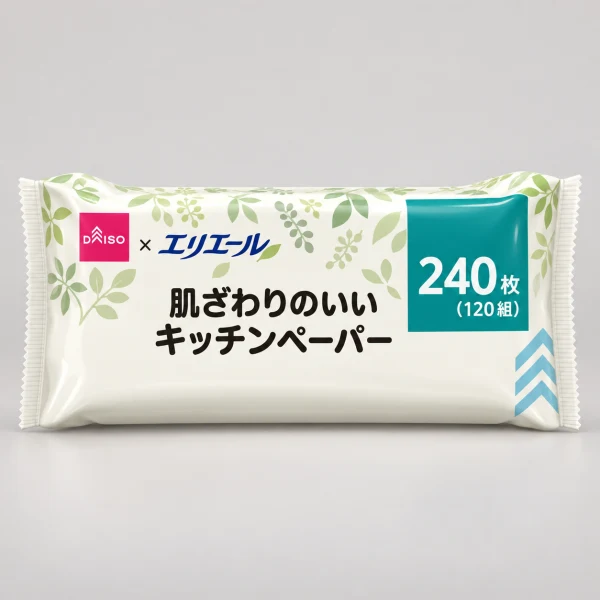 肌ざわりのいいキッチンペーパー（エルモア、１２０組、２４０枚）