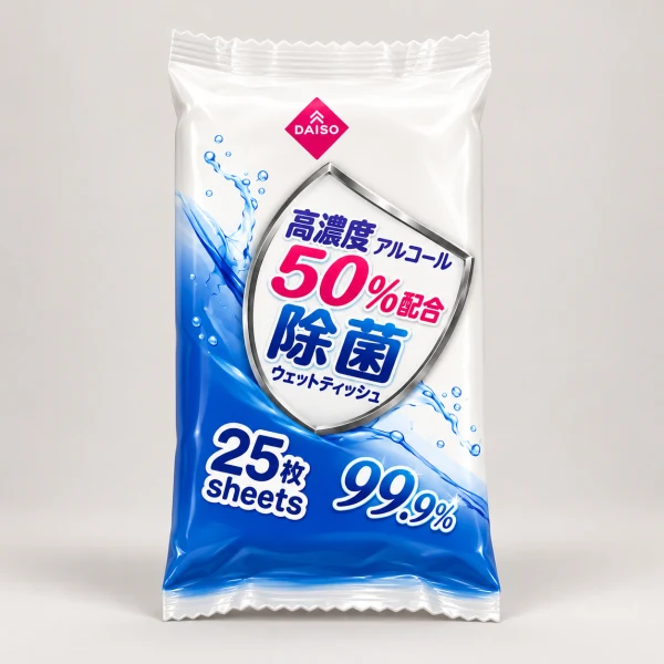 高濃度アルコール５０％除菌大判ウェット（２５枚）