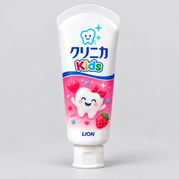 LION獅王 CLINICA齒力佳Kid's 日本直郵進口強化齒質防蛀甜美水果味 米奇兒童牙膏【草莓味】 60g