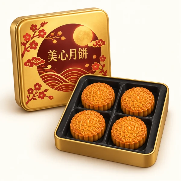 蓮蓉白豆沙雙鹹蛋黃月餅 4個入