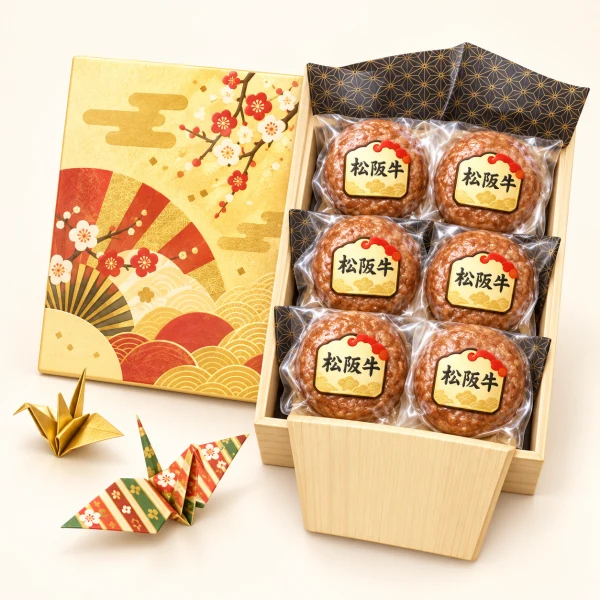 桐箱絵巻 松阪牛100%黄金ハンバーグ 6個入