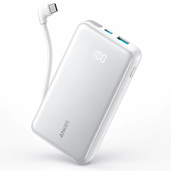 Zolo Power Bank (10000mAh 22.5W Built-In USB-C傳輸線) 白色