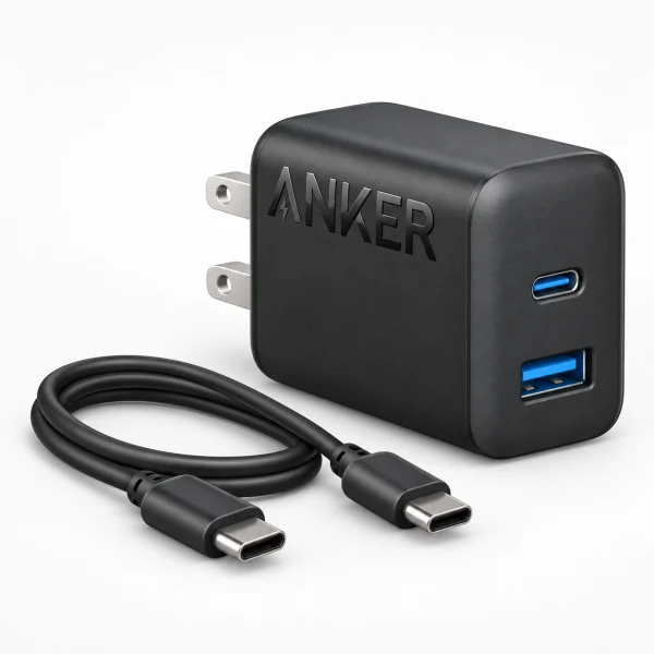 Charger (20W 2-Port) with USB-C & USB-C 傳輸線 黑色