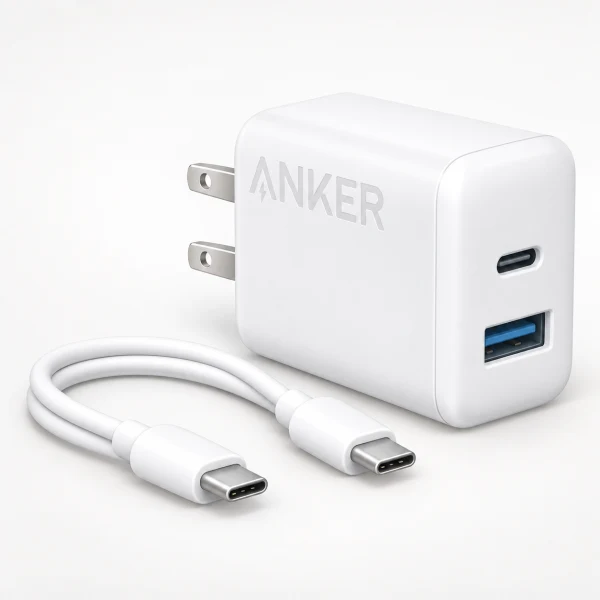 Charger (20W 2-Port) with USB-C & USB-C 傳輸線 白色
