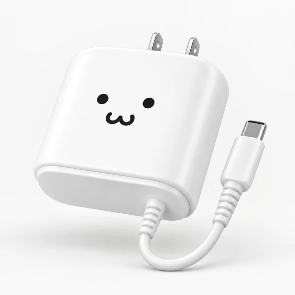 AC充電器(Type-C傳輸線一體式/2.4A) 白色面板